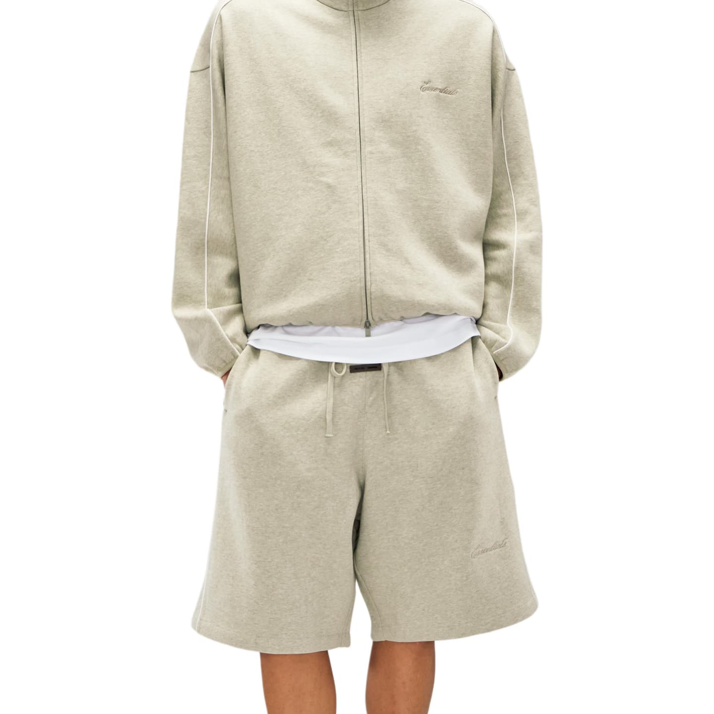 Fear of God Essentials SS25 25 PRING DROP1 BASKETBALL JERSEY SHORT HEATHER STONE ESSENTIALS FEAR OF GOD