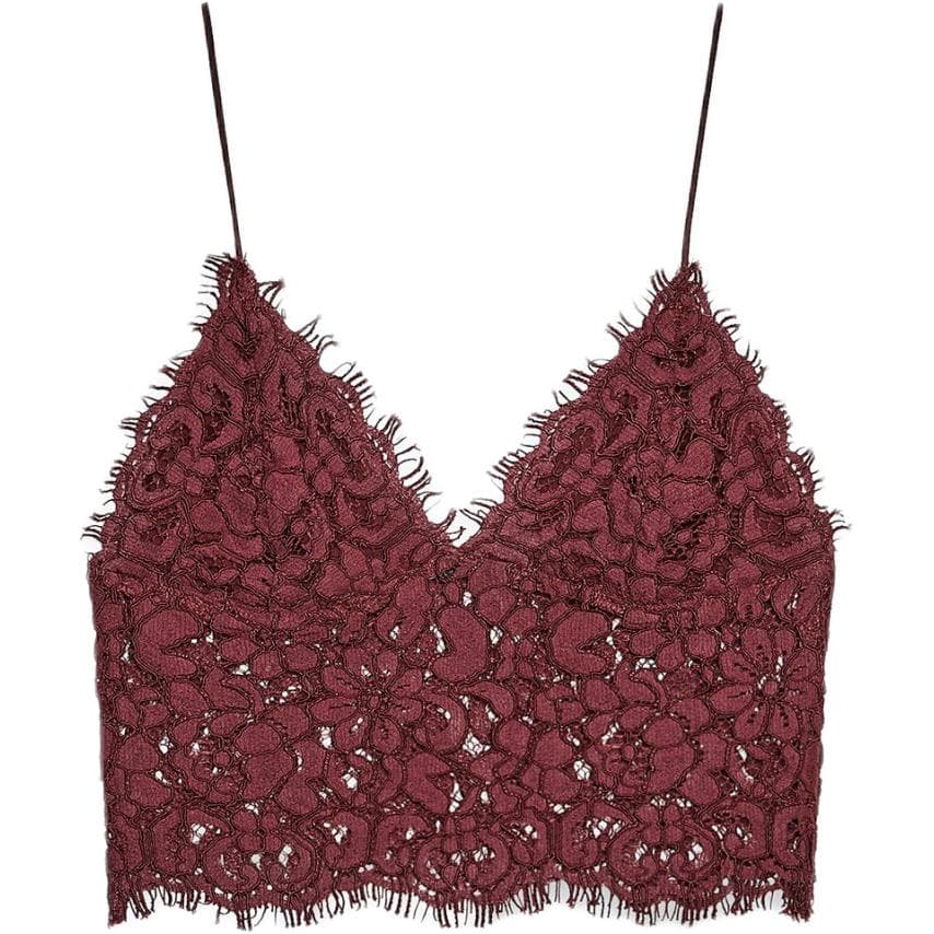 ZARA V-Neck Embroidered Crop Top