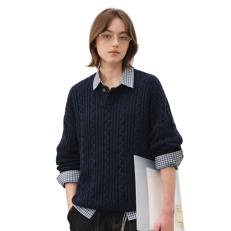 714STREET Henley Wool Sweater