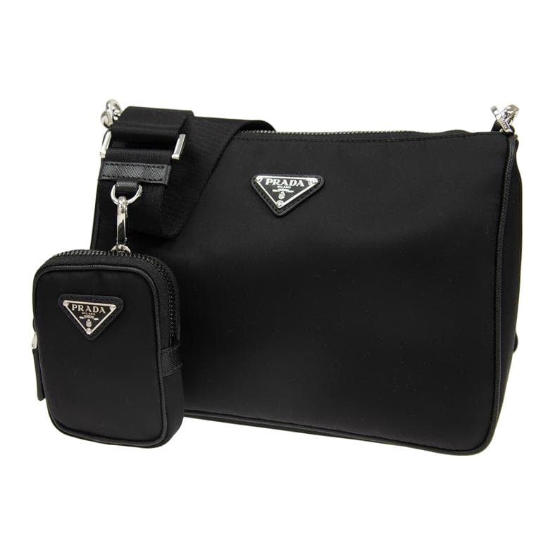 Prada Hobo Nylon Messenger Bag Black
