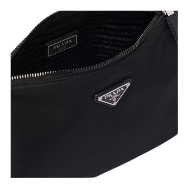 Prada Hobo Nylon Messenger Bag Black