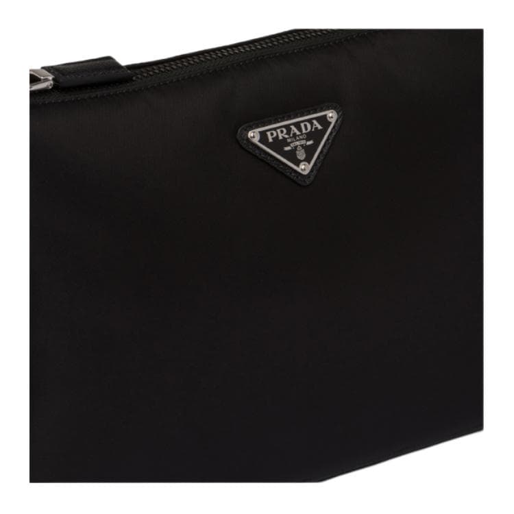 Prada Hobo Nylon Messenger Bag Black