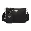 Prada Hobo Nylon Messenger Bag Black
