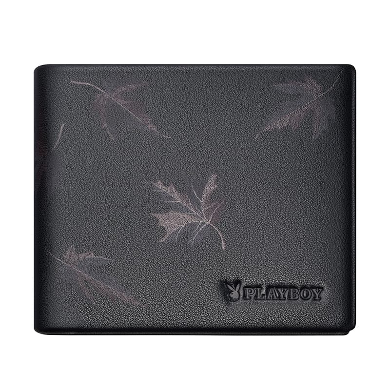 Playboy Maple Leaf Leather Wallet Black