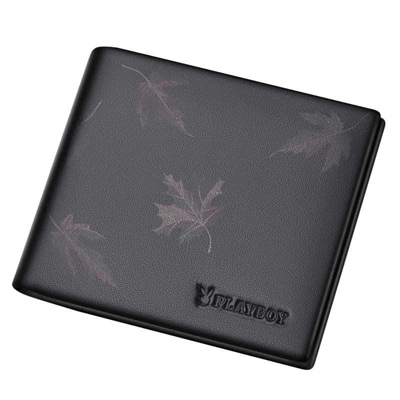 Playboy Maple Leaf Leather Wallet Black