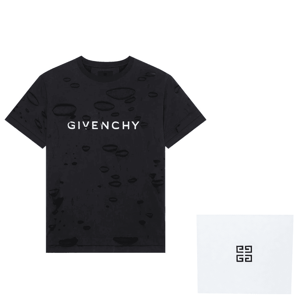 Givenchy SS23 Logo Print Distressed T-Shirt Black