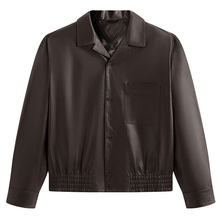 PEACEBIRD MEN Sharp Leather Jacket Brown