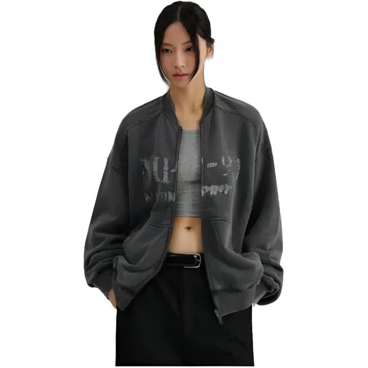 MASONPRINCE Crack Print Loose Cardigan Hoodie
