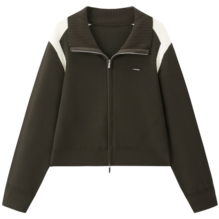 Peacebird Double Zipper Knit Cardigan