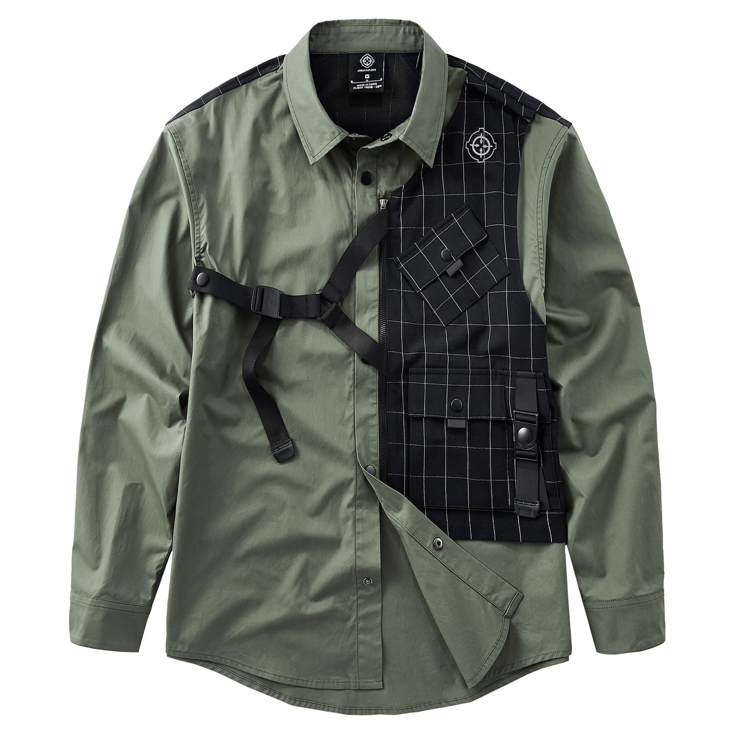 VIP Plaid Oversized Shirt Military Green