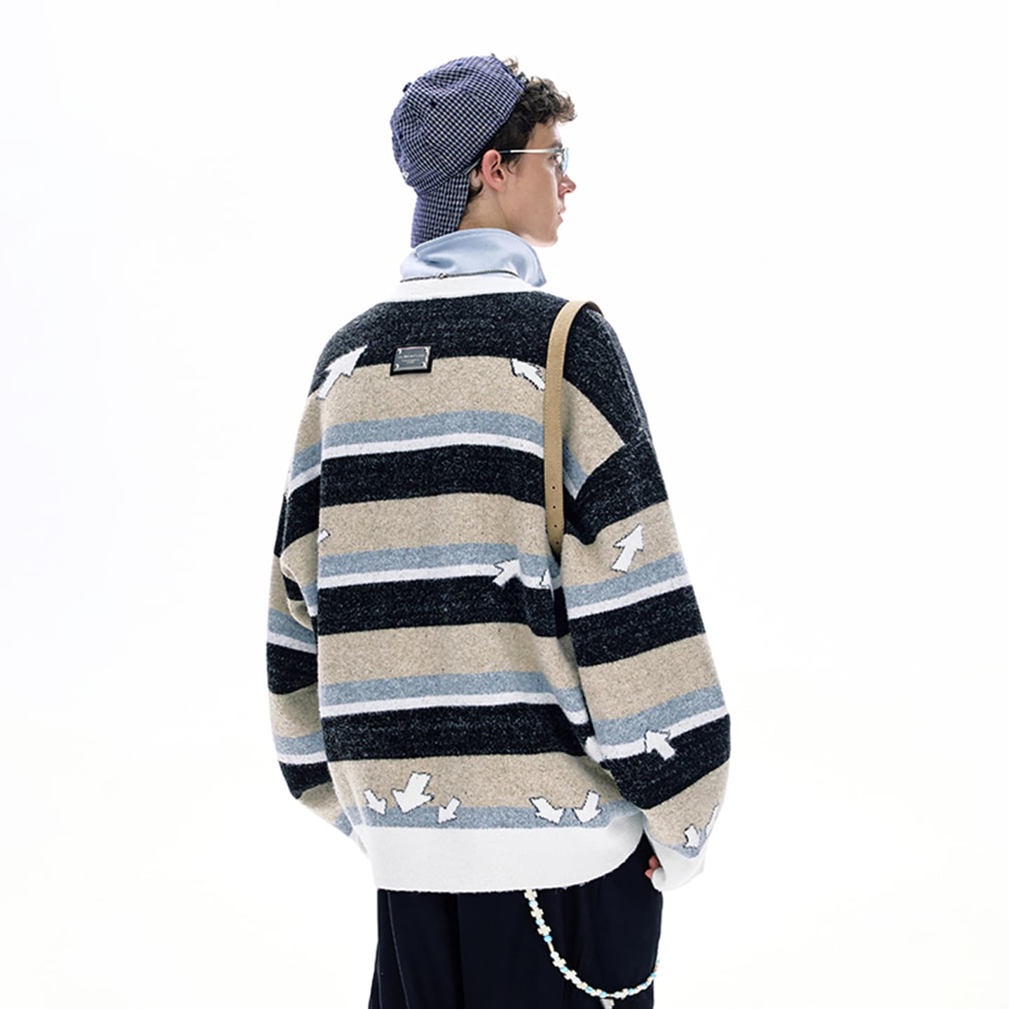 BJHG x Tom and Jerry Retro Striped Embroidered Sweater