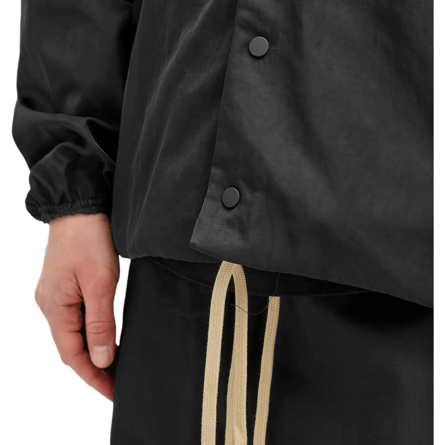 Fear of God Essentials Textured Nylon Hooded Coaches Jacket Black