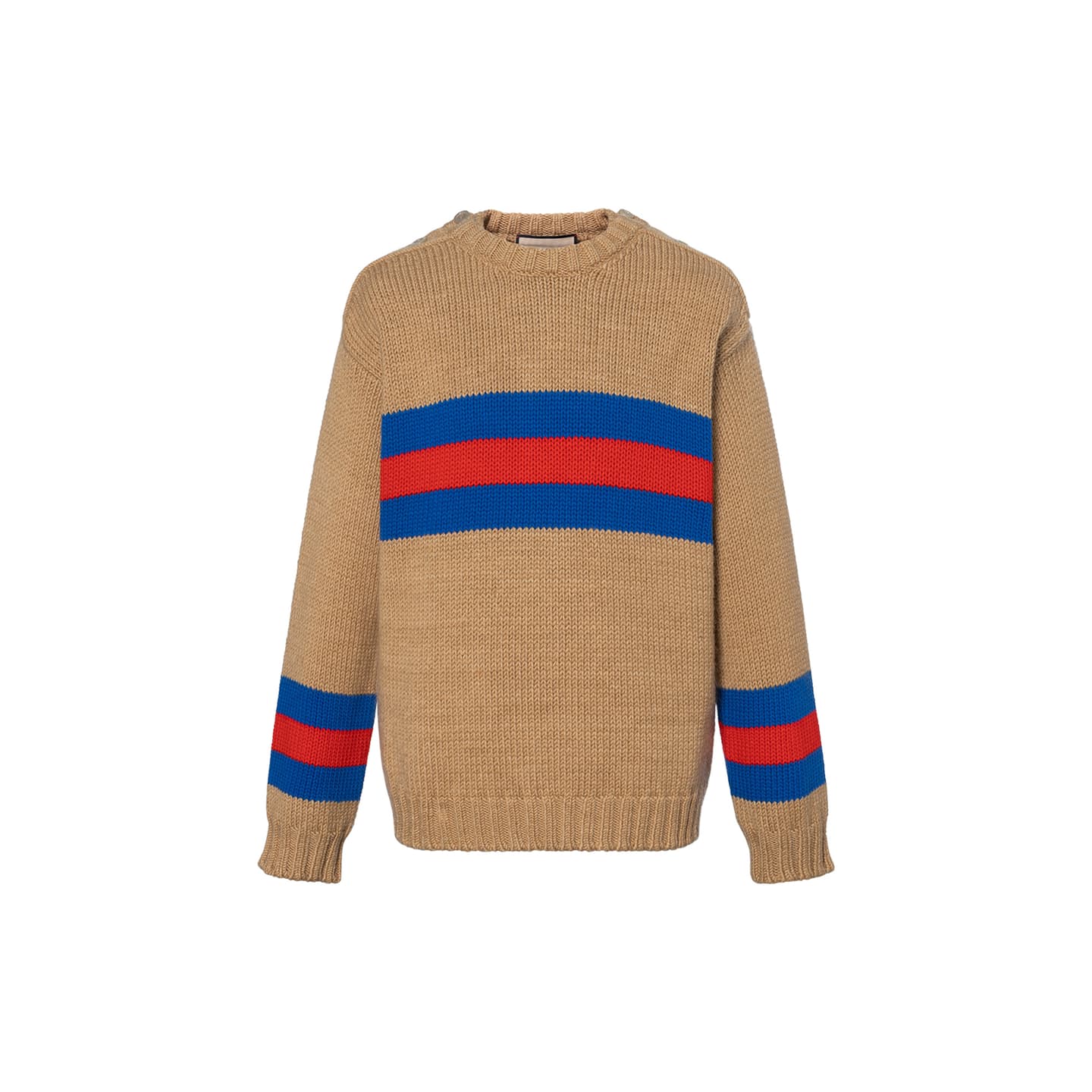 GUCCI FW23 Striped Embroidered Sweater Camel