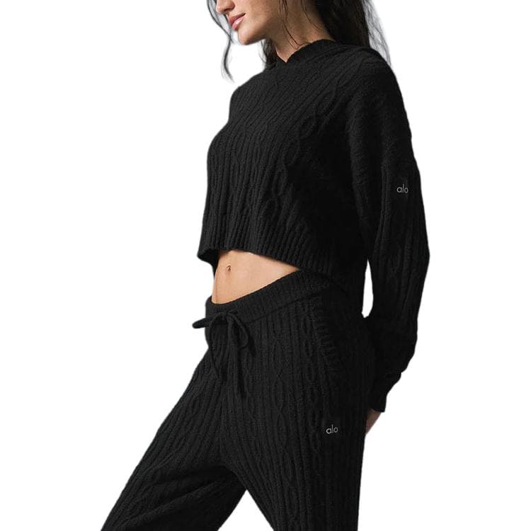 alo yoga Hoodie Knit Pullover Athletic Heather Grey