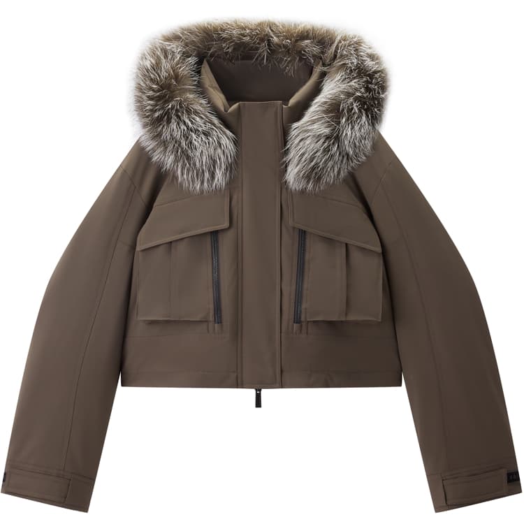 Peacebird Basic Fox Fur Collar Parka Down Jacket