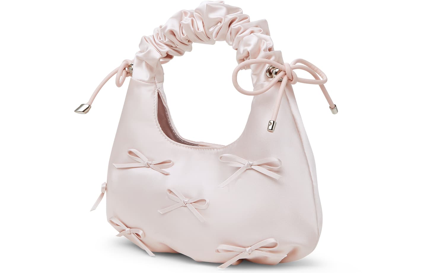 CHARLES&KEITH Bear Charm Bow Pleated Bag Baby Pink