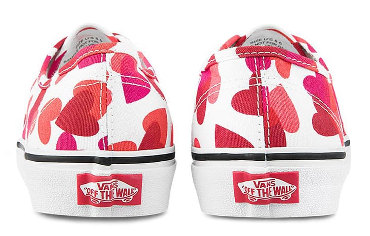 Vans Authentic White Red Heart Print