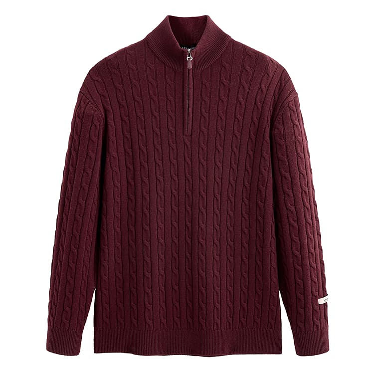 PEACEBIRD Classic Cable Half-Zip Sweater
