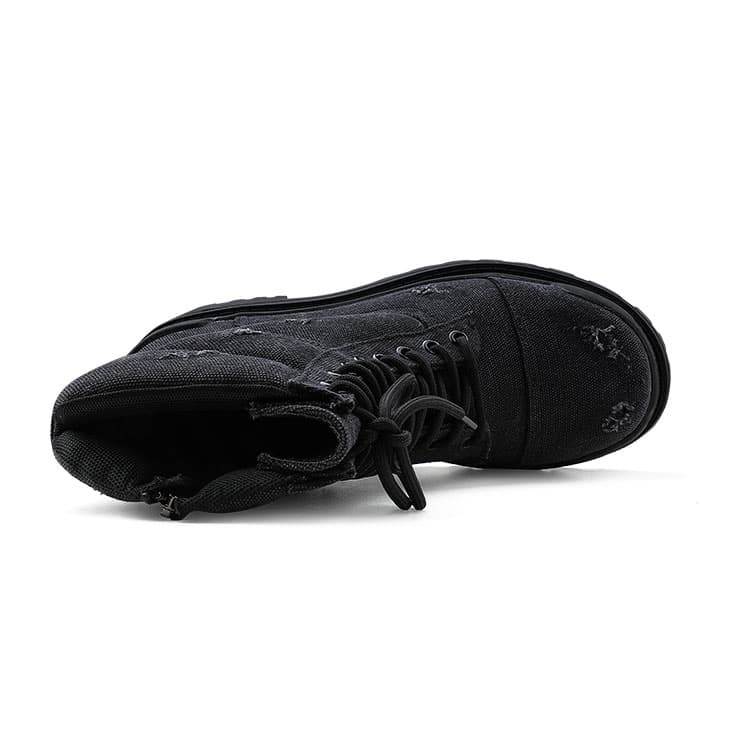 HANQIAORIJI Vintage Thick Sole Martin Boots Black