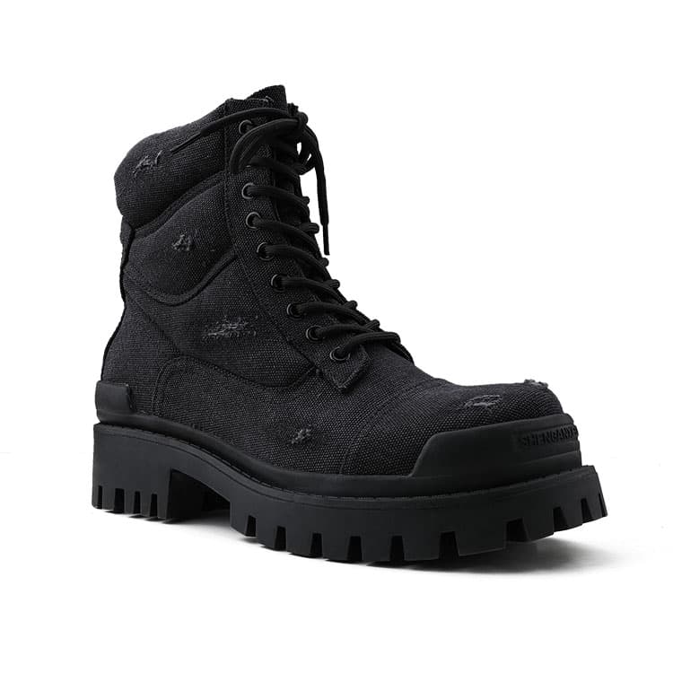 HANQIAORIJI Vintage Thick Sole Martin Boots Black