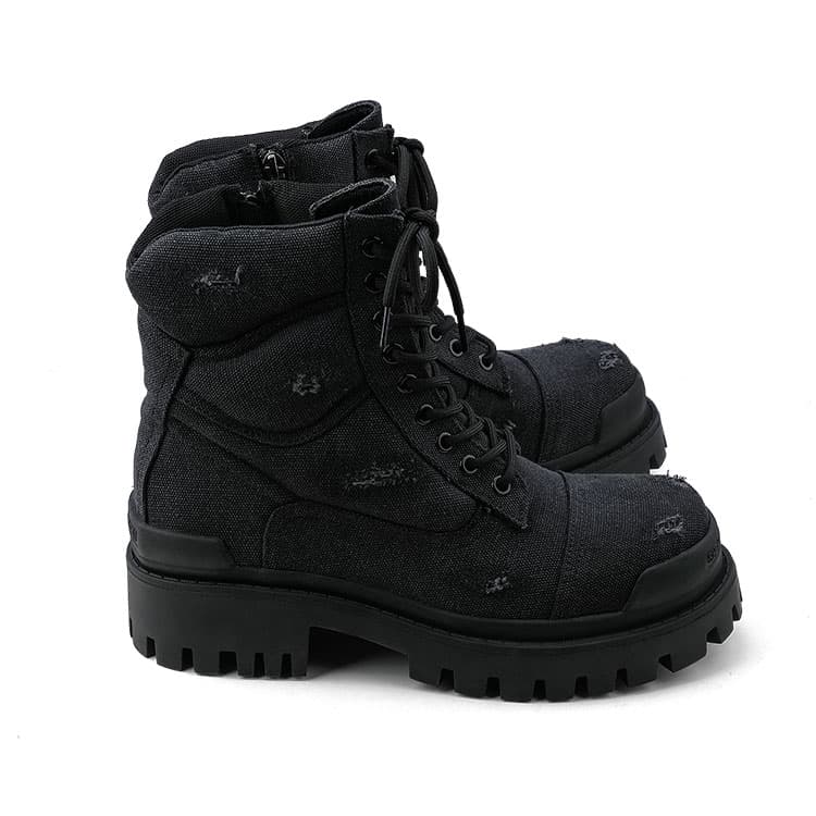 HANQIAORIJI Vintage Thick Sole Martin Boots Black