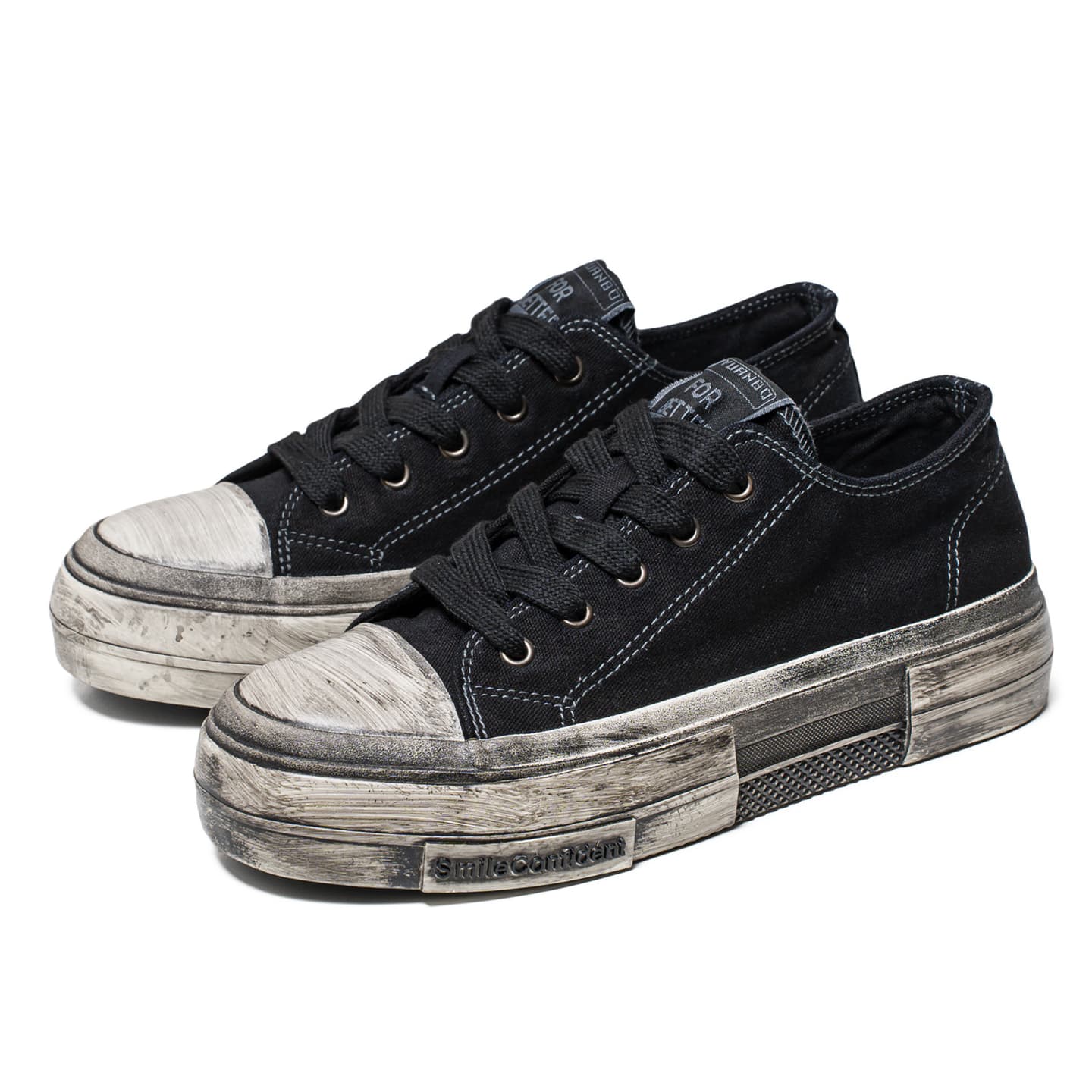 Mengsai Low Canvas Sneakers Black