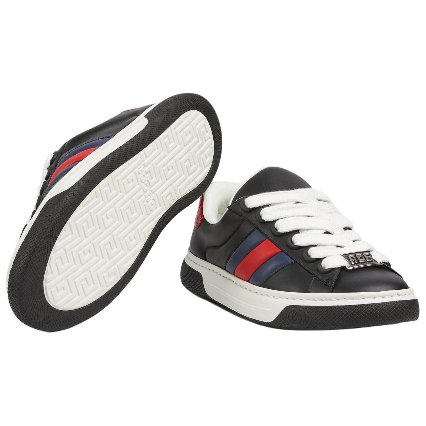 Gucci Ace Leather Low Top Sneakers Black