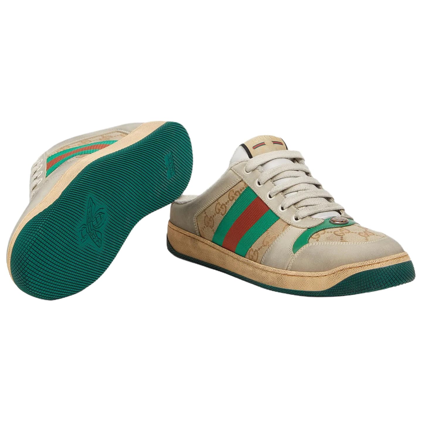 GUCCI Screener Mule Rubber Toe Slipper Beige