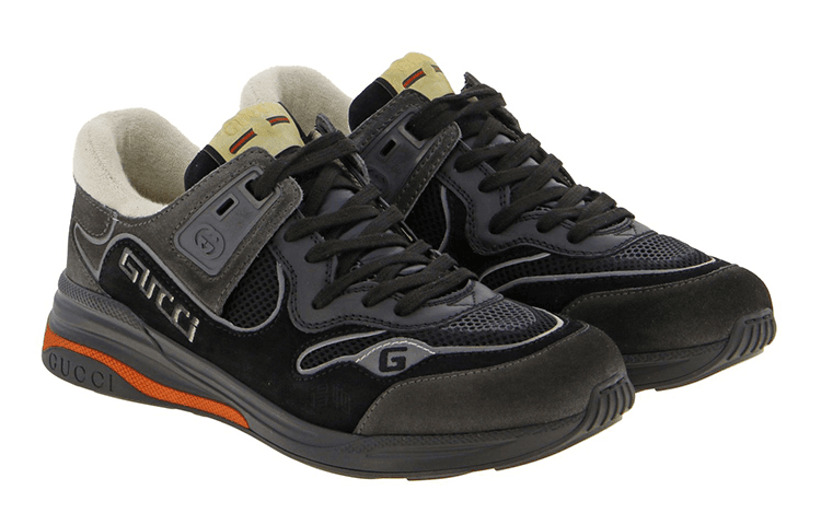 Gucci Suede Mesh Low Top Sneakers Black Brown