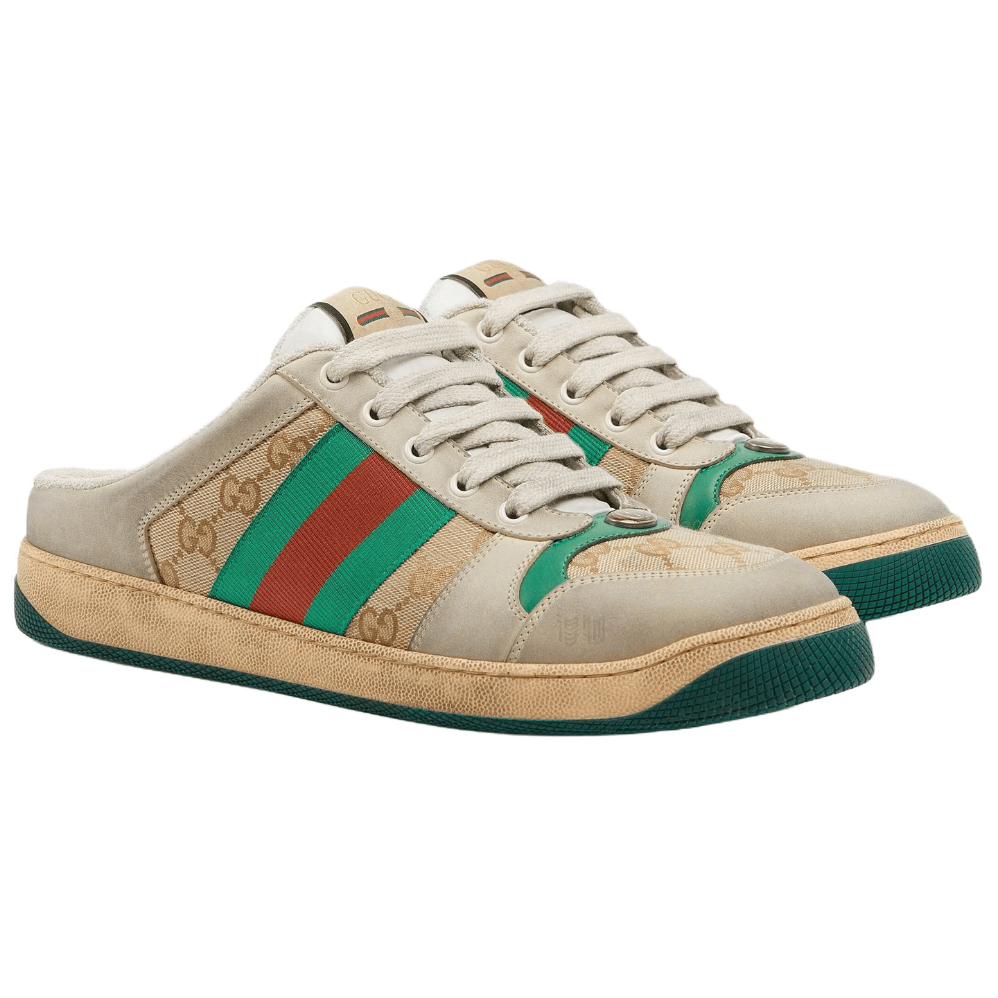 GUCCI Screener Mule Rubber Toe Slipper Beige