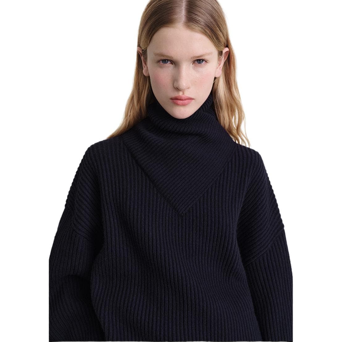 TOTEME FW23 Ribbed Turtleneck Sweater Navy