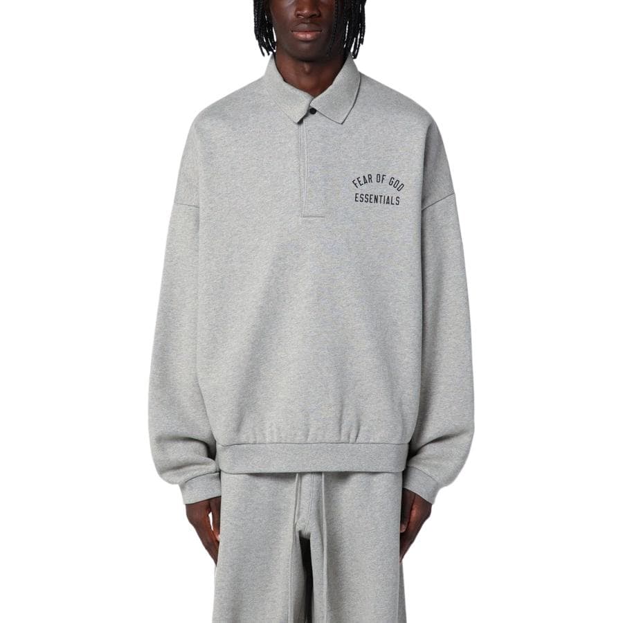 Fear of God Essentials Fall24 Fleece Polo Oatmeal Dark Heather