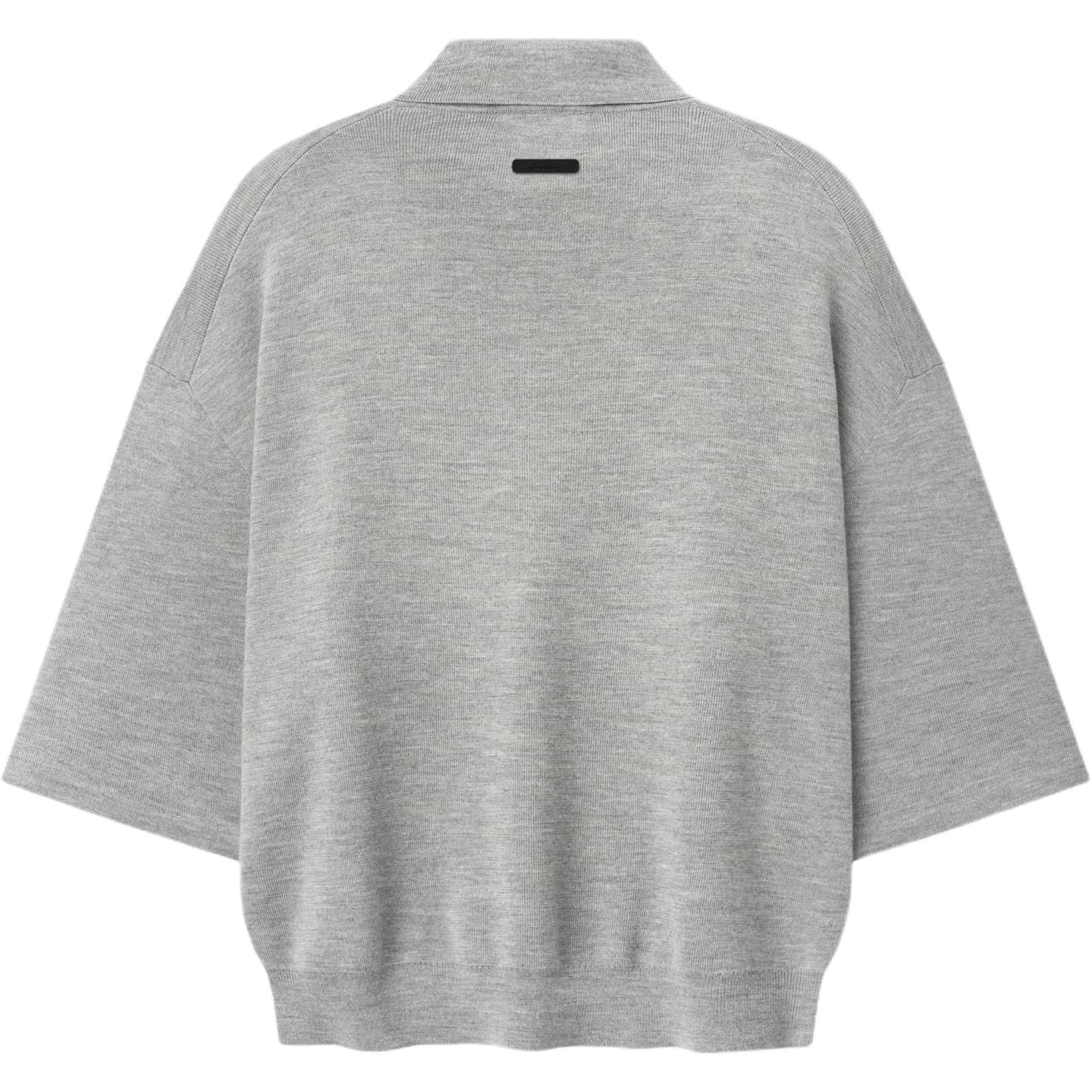 Essentials SS26 SIGNATURE 34 SLEEVE 90'S KNIT POLO CONCRETE HEATHER logo