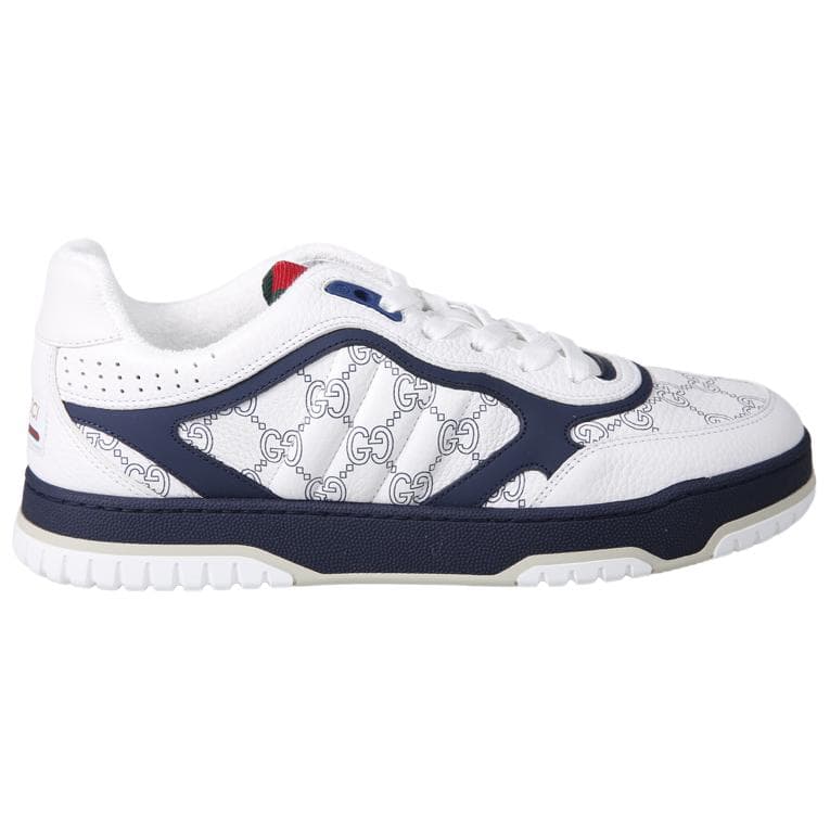 GUCCI Re-Web Leather Low Top Sneakers White Blue