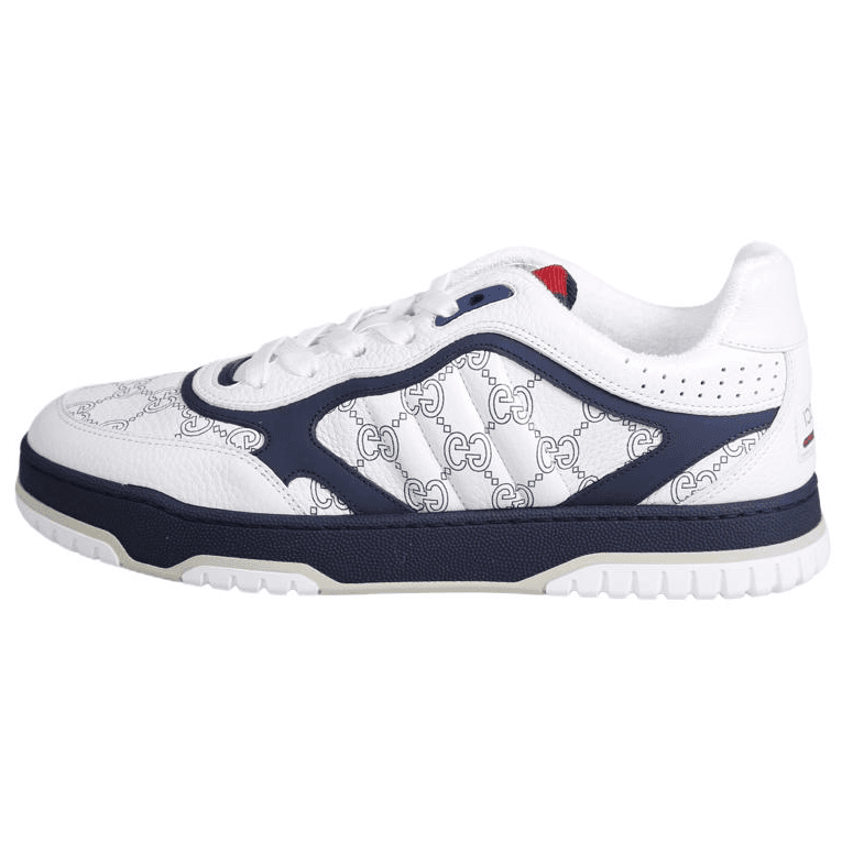 GUCCI Re-Web Leather Low Top Sneakers White Blue