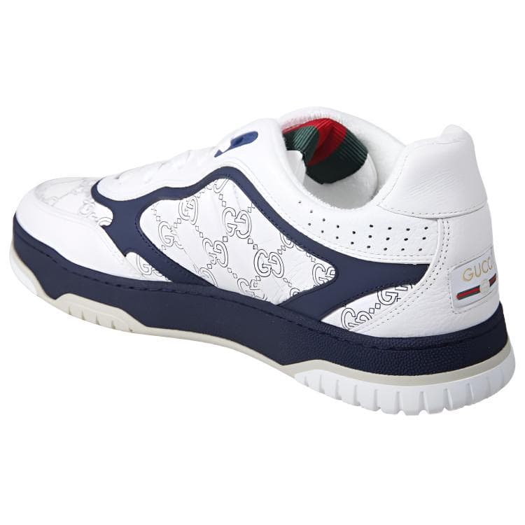 GUCCI Re-Web Leather Low Top Sneakers White Blue