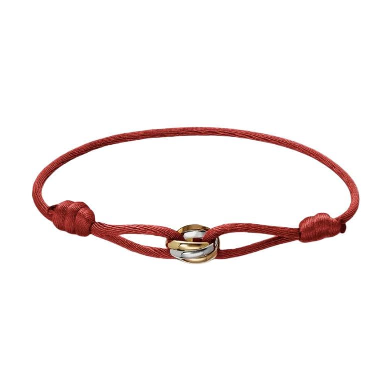 Cartier Trinity Bracelet Black Cord White Gold Rose Gold Men