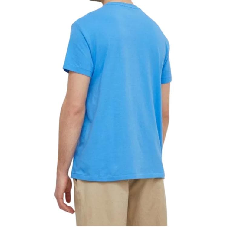 Ralph Lauren Ribbed Crewneck Embroidered Loose Fit T-Shirt Blue