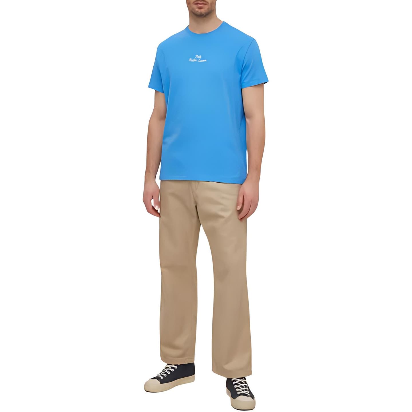 Ralph Lauren Ribbed Crewneck Embroidered Loose Fit T-Shirt Blue