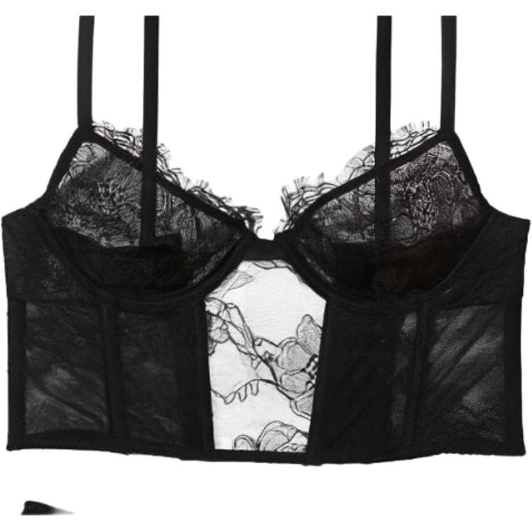 Victoria's Secret Lace Bodysuit Set Black
