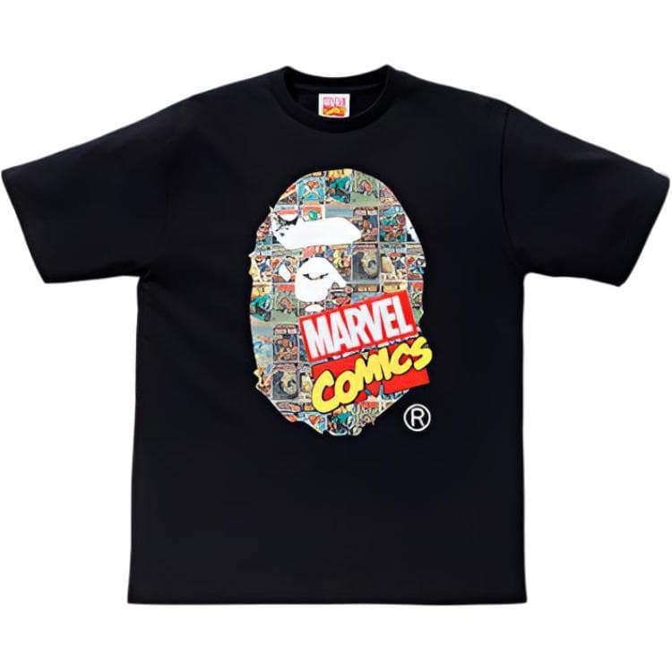A BATHING APE x Marvel Bape Head T-Shirt Black