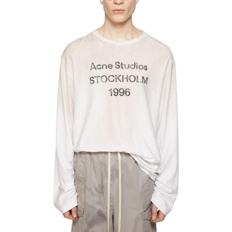 Acne Studios Logo Crewneck Long Sleeve Tee White