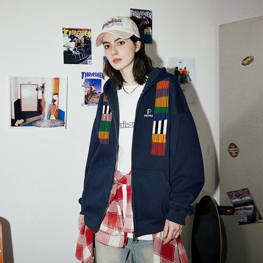PISYPOX Boxy Fit Zip Hoodie