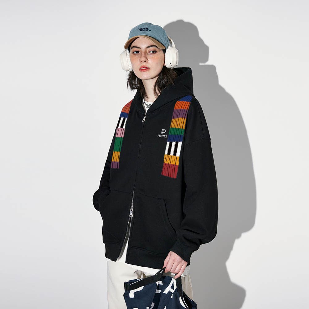 PISYPOX Boxy Fit Zip Hoodie