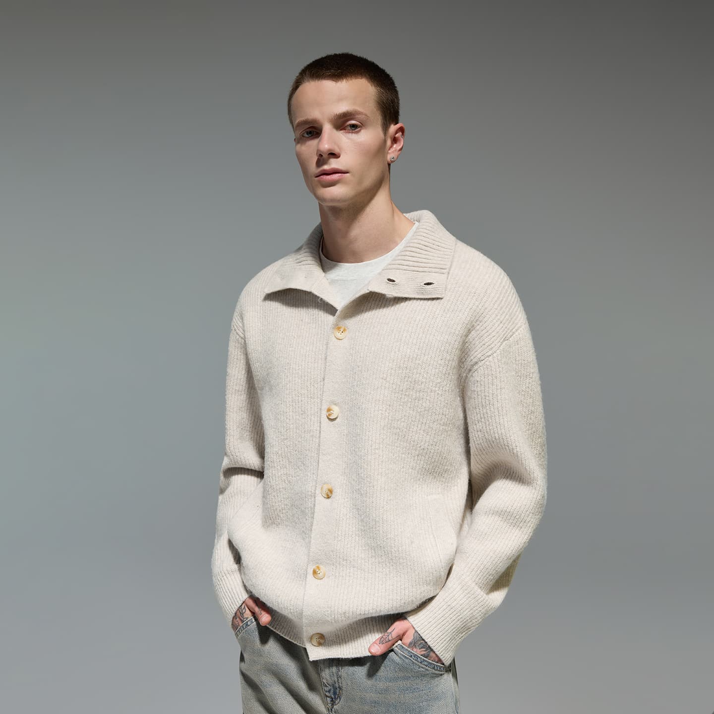 CHINISM Classic Stand Collar Cardigan