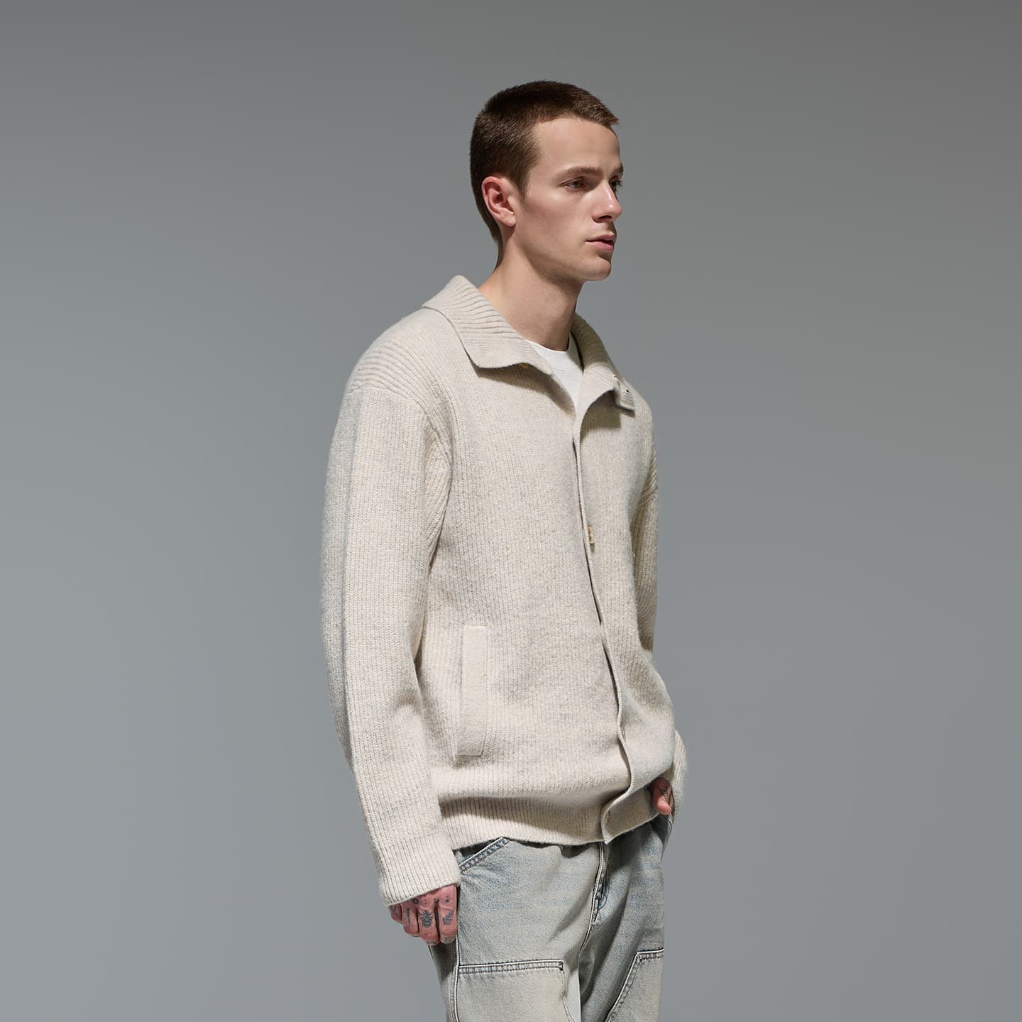CHINISM Classic Stand Collar Cardigan