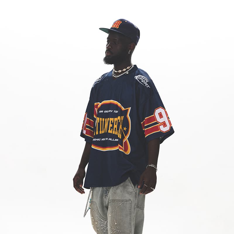 UNTILWERICH Retro Logo Quick-Dry T-Shirt Navy