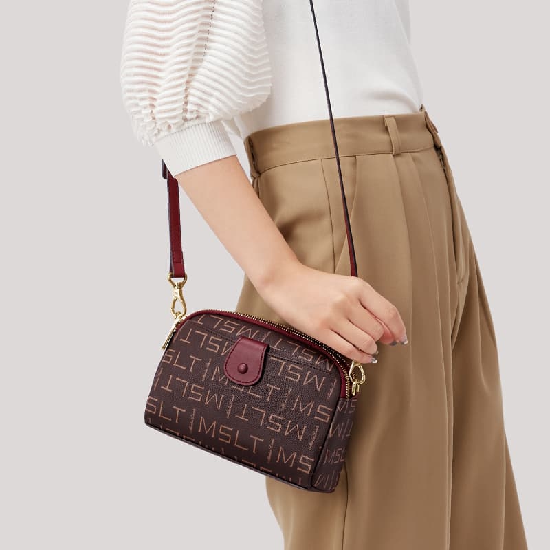 Mashalanti Vintage PVC Crossbody Small Burgundy