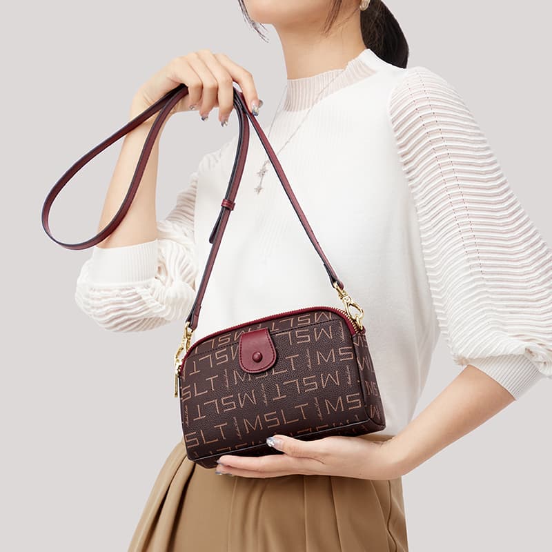 Mashalanti Vintage PVC Crossbody Small Burgundy