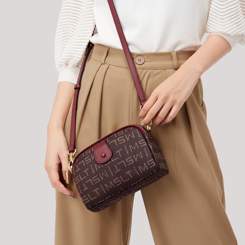 Mashalanti Vintage PVC Crossbody Small Burgundy